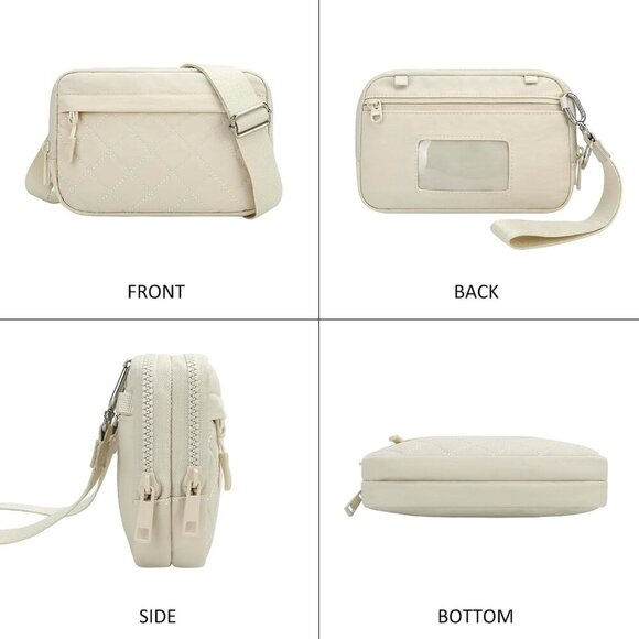 Quilted Nylon Wristlet Wallet Crossbody RFID Blocking Bag with Multiple Pockets - Picture 2 of 9